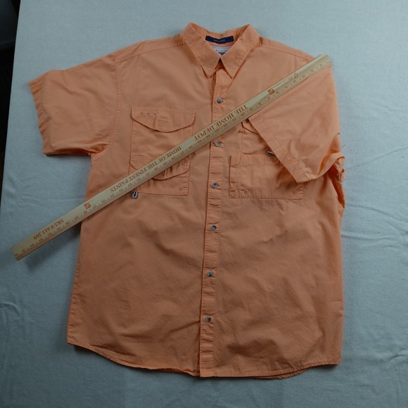 Columbia Mens PFG Bonehead Fishing Shirt Large Orange Short Sleeve FM7130 - Picture 9 of 14